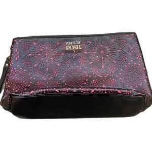 Brand New Perfectly Posh Black and Pink Laser Cut Design Make‎ Up Bag  11”x7.5”